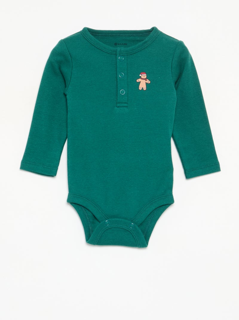 2-teiliges Set – Langarm-Body + Leggings Vert - Kiabi