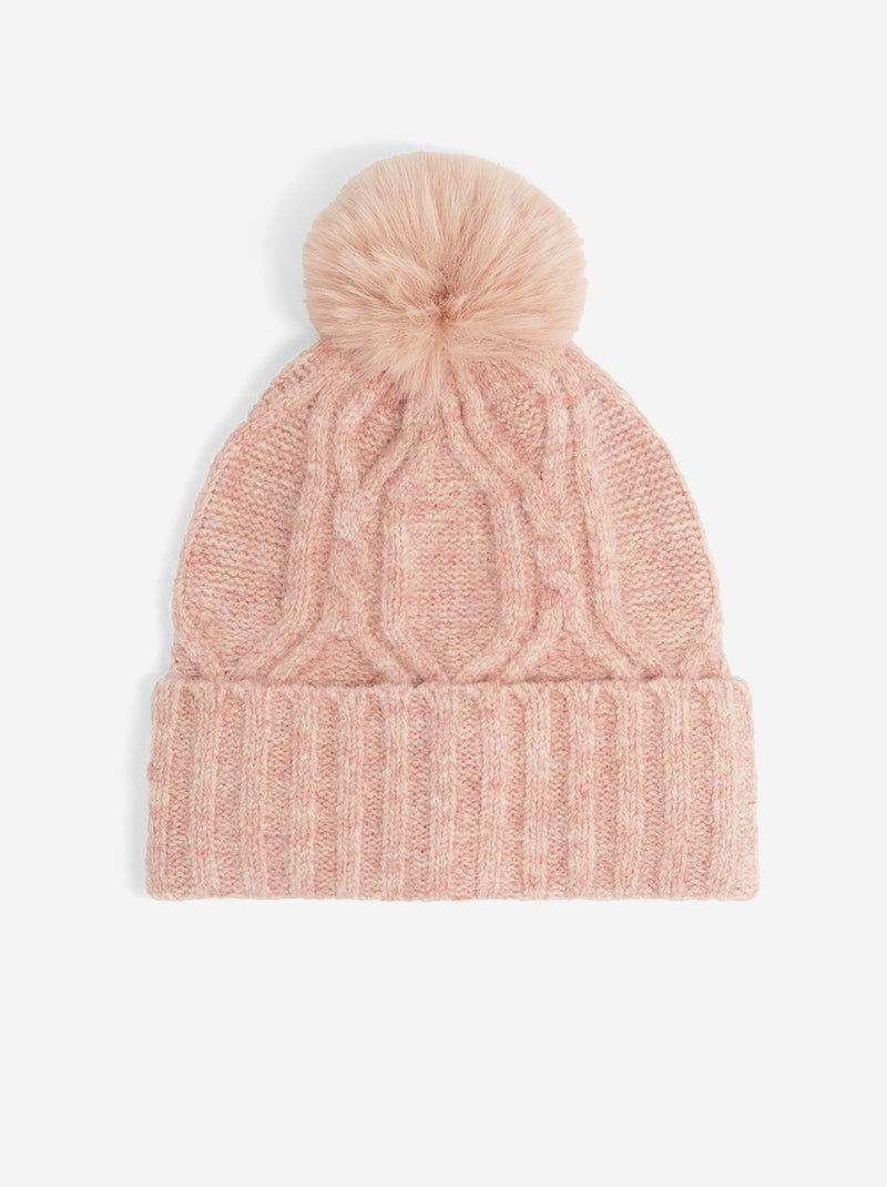2-teiliges Set – Mütze mit Bommel + Halswärmer Rose - Kiabi