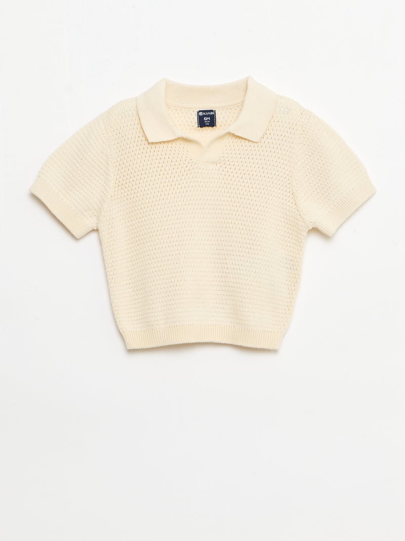2-teiliges Strick-Set - Polo-Shirt + Shorts Beige - Kiabi