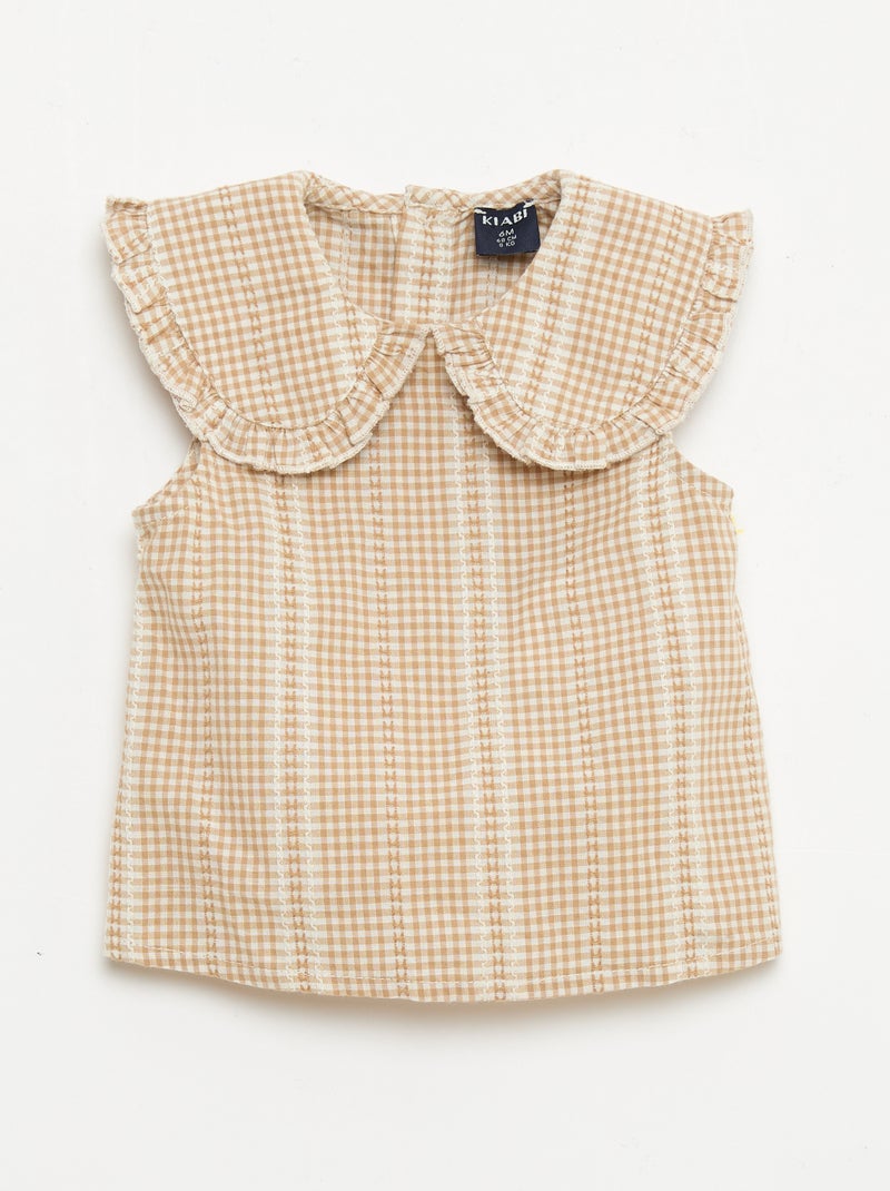2-teiliges Vichy-Set: Bluse und Hose Braun - Kiabi