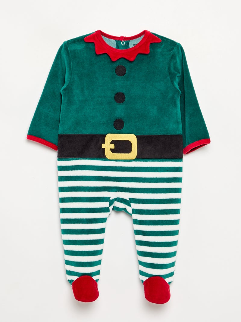 2-teiliges Weihnachts-Set aus Samt – Schlafstrampler + Mütze Vert - Kiabi