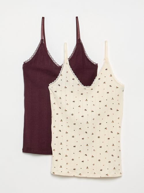 2er-Pack bedruckte Pointelle-Tanktops - Kiabi