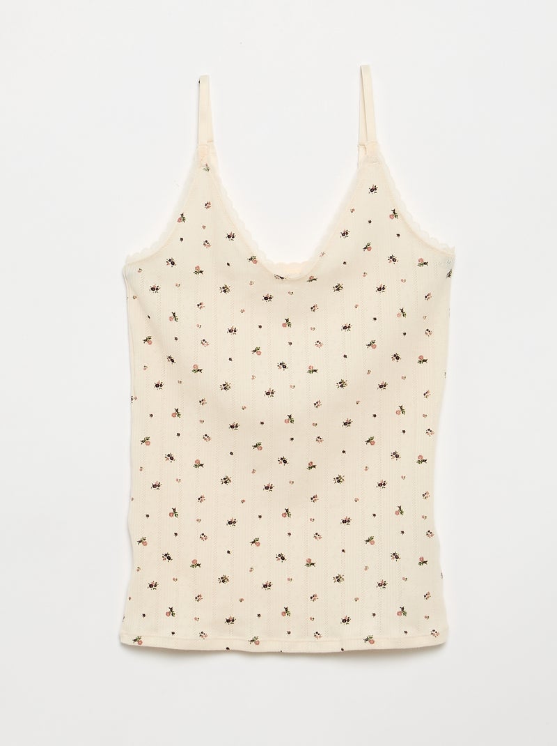 2er-Pack bedruckte Pointelle-Tanktops Weiß - Kiabi