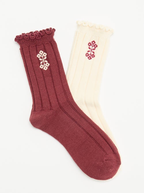 2er-Pack bestickte Socken - Kiabi