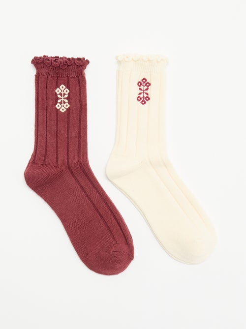 2er-Pack bestickte Socken - Kiabi