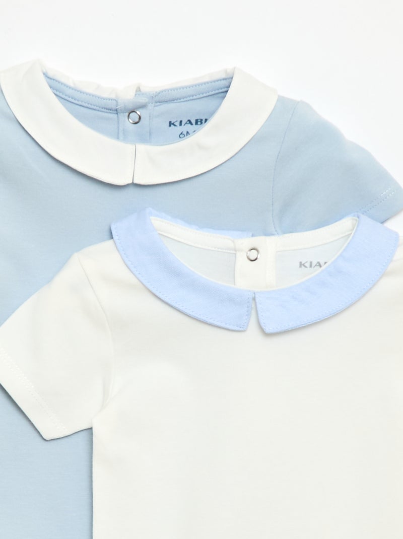 2er-Pack Bodys mit Peter-Pan-Kragen Blau - Kiabi