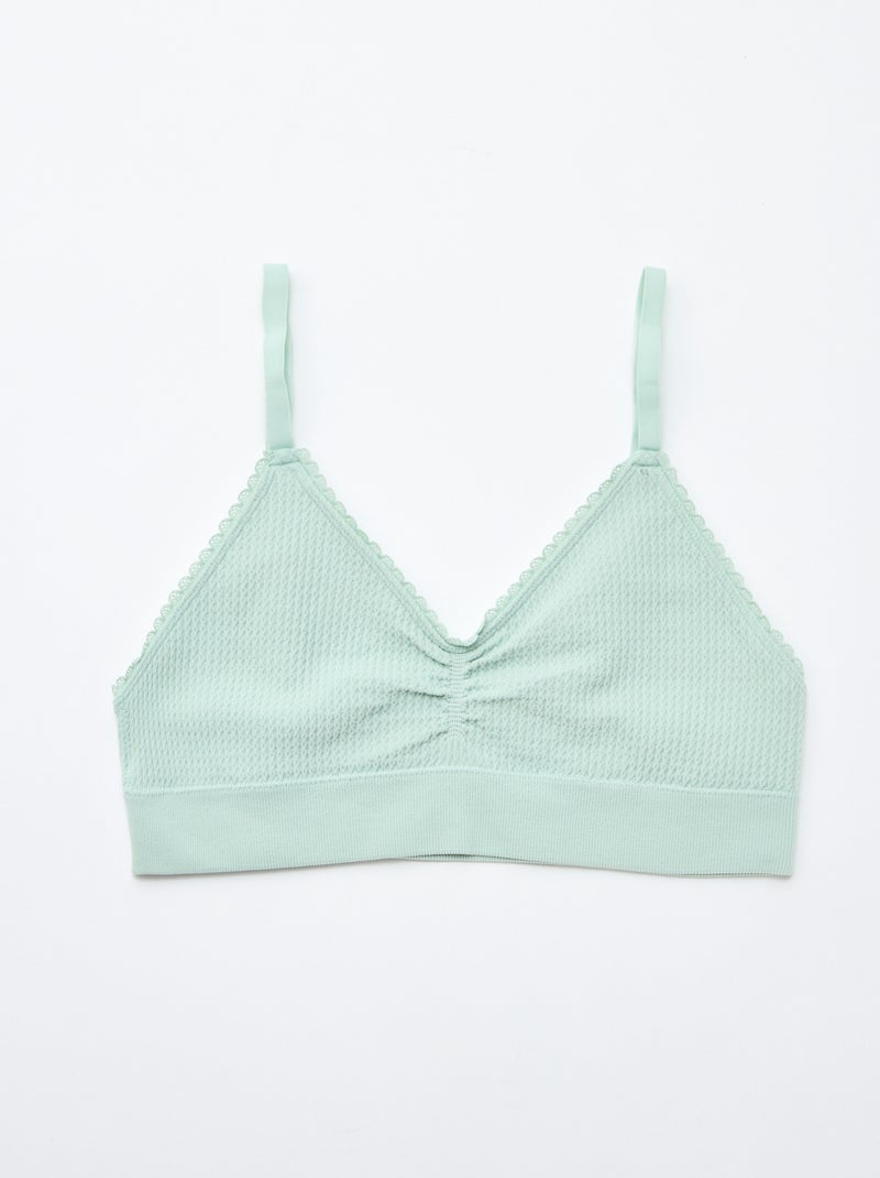 2er-Pack Bralettes aus geripptem Strick Grün/Rosa - Kiabi
