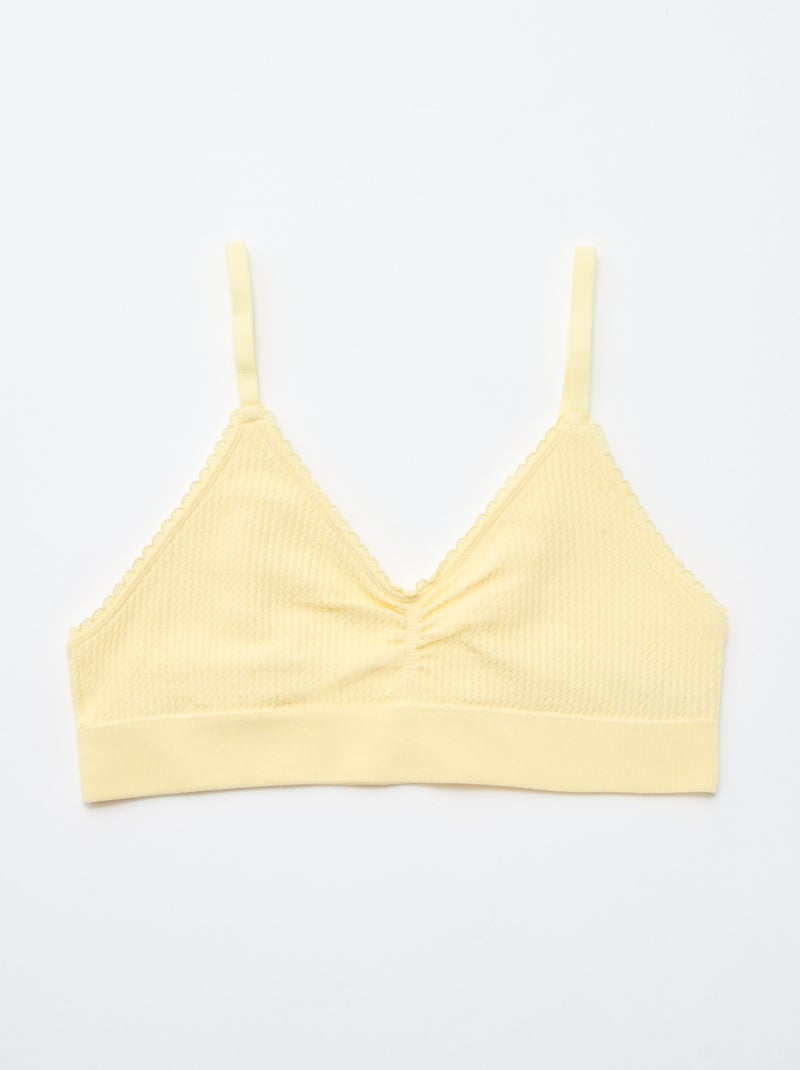 2er-Pack Bralettes aus geripptem Strick Weiß/gelb - Kiabi