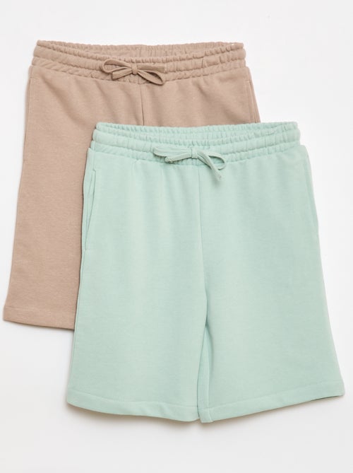 2er-Pack einfarbige Baumwollshorts - Kiabi