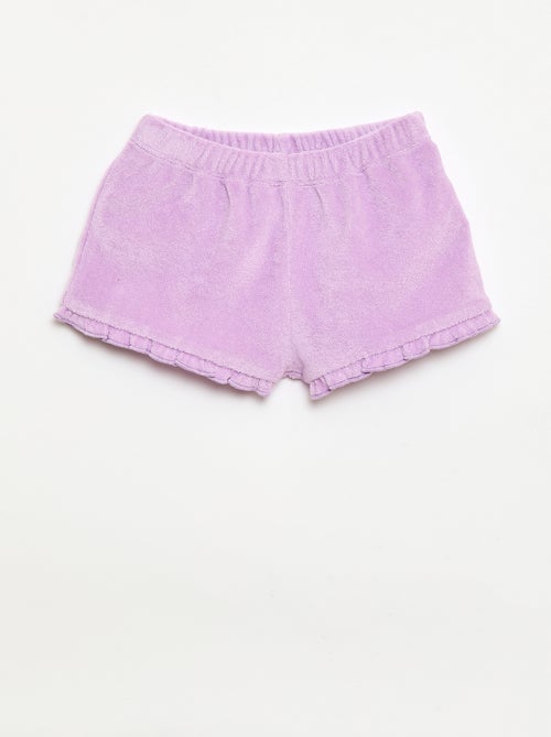 2er-Pack einfarbige Frottee-Shorts mit Rüschen - Kiabi