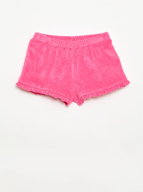2er-Pack einfarbige Frottee-Shorts mit Rüschen - Kiabi