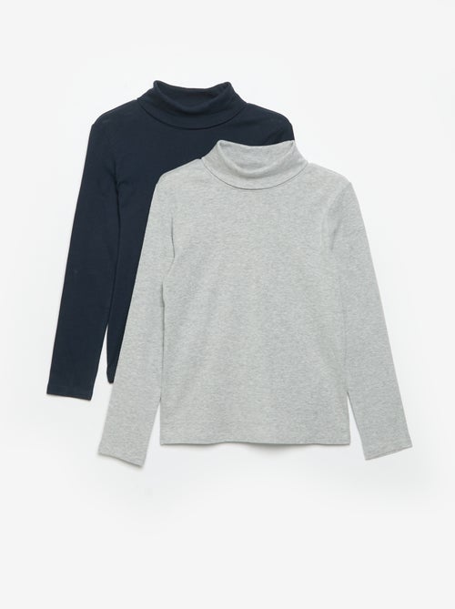2er-Pack einfarbige Rollkragenpullover - Kiabi