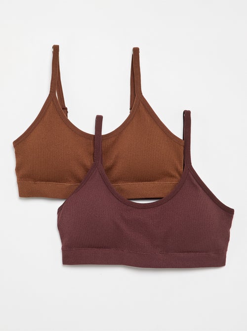 2er-Pack gerippte Bralettes - Kiabi