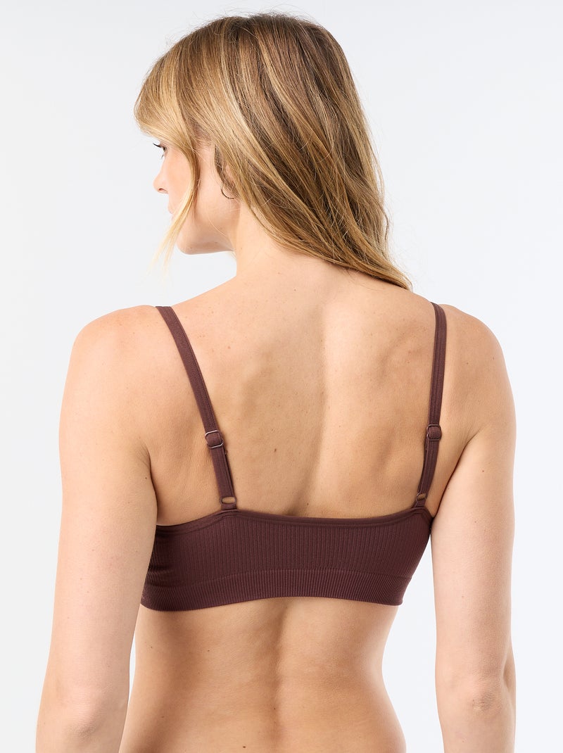 2er-Pack gerippte Bralettes Braun - Kiabi