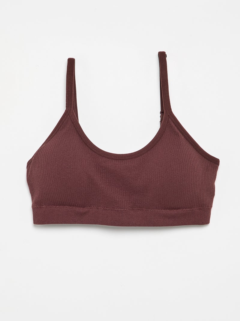 2er-Pack gerippte Bralettes Braun - Kiabi