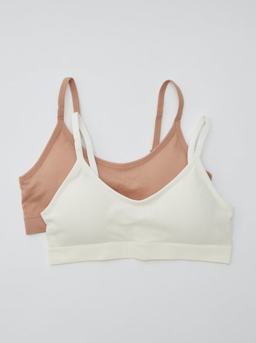 2er-Pack gerippte Bustiers - Kiabi