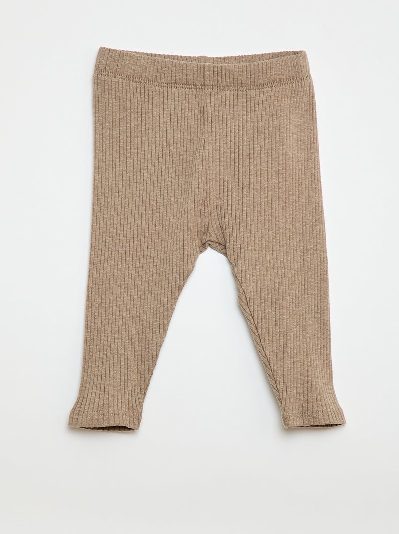 2er-Pack gerippte Leggings Beige/Blau - Kiabi