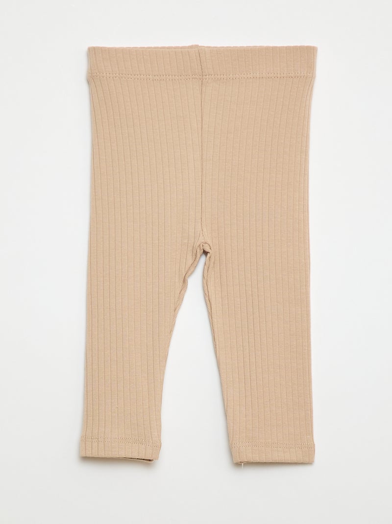 2er-Pack gerippte Leggings Beige/Rosa - Kiabi