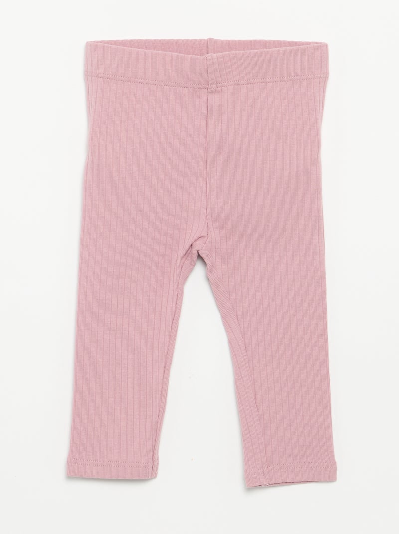 2er-Pack gerippte Leggings Lila - Kiabi
