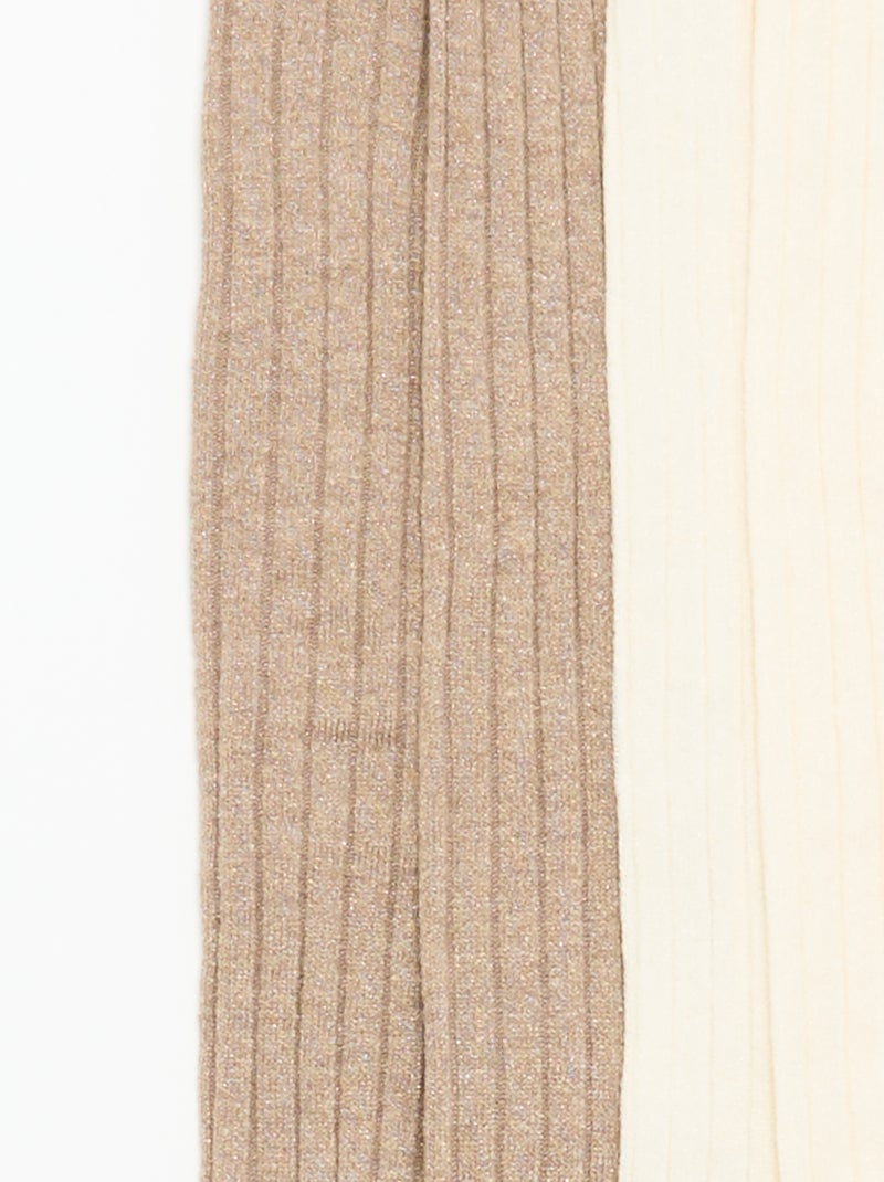 2er-Pack gerippte Strumpfhosen Beige - Kiabi