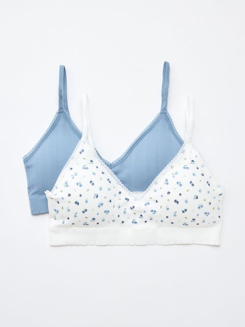2er-Pack gerippte Triangel-Bralettes - Kiabi