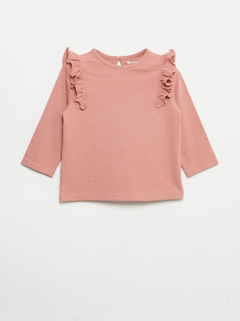 2er-Pack Langarm-T-Shirts aus Baumwolljersey Rose - Kiabi