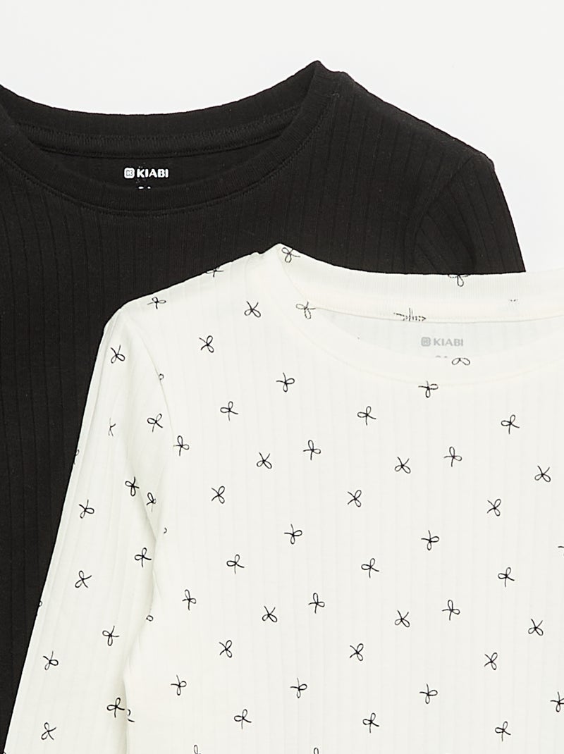 2er-Pack Langarm-T-Shirts Blanc - Kiabi