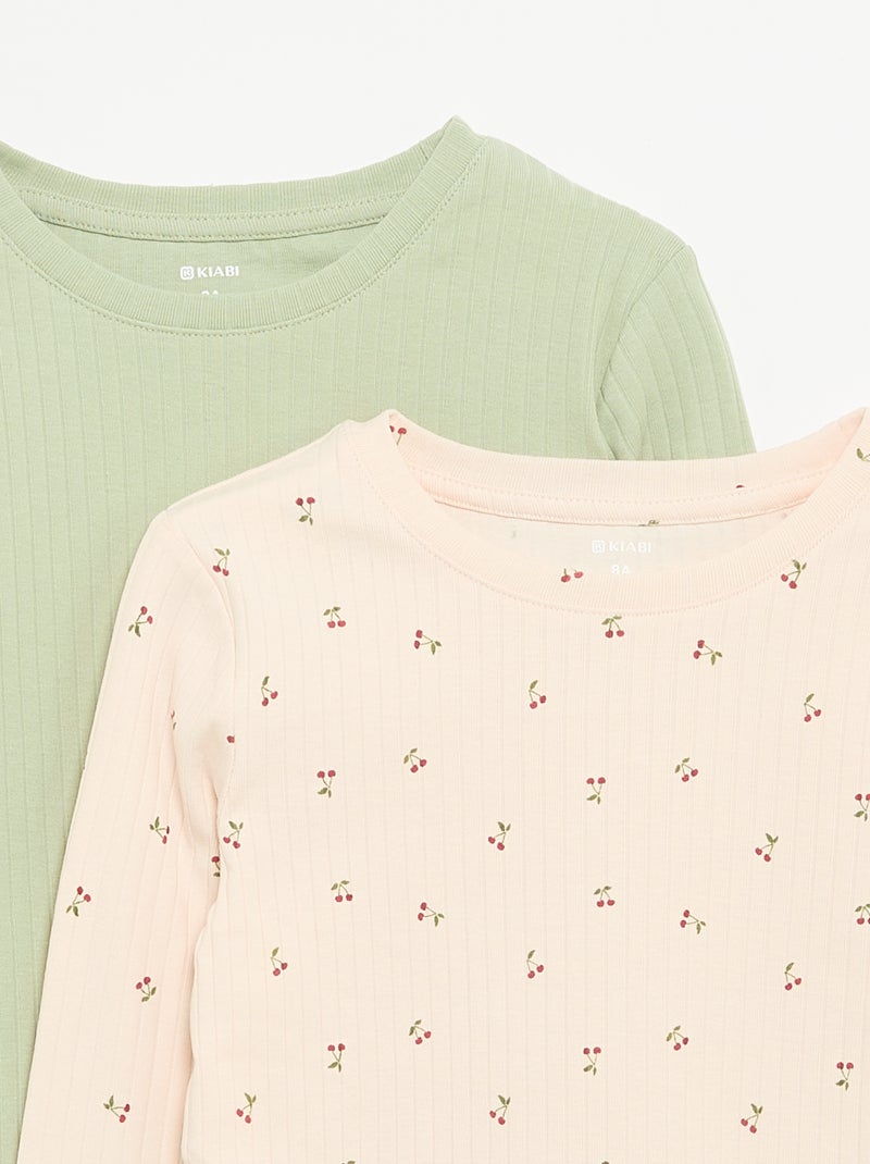 2er-Pack Langarm-T-Shirts Rose - Kiabi