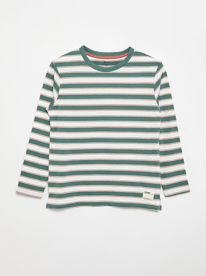2er-Pack Langarm-T-Shirts Vert - Kiabi