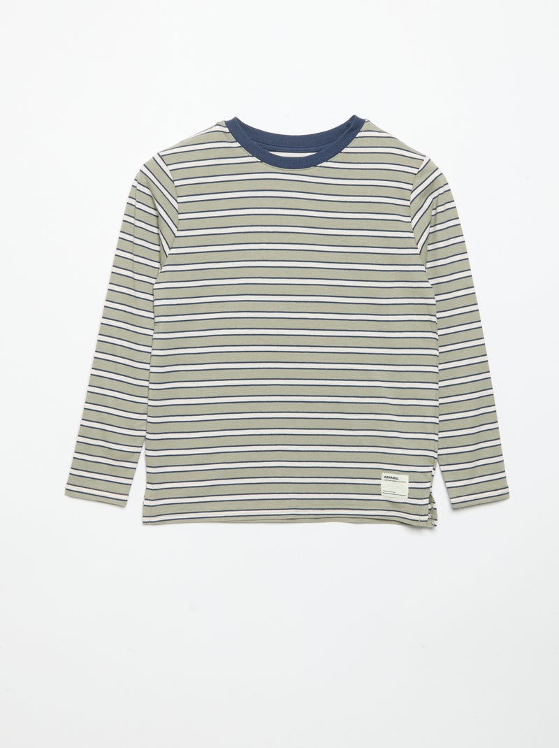 2er-Pack Langarm-T-Shirts Vert - Kiabi