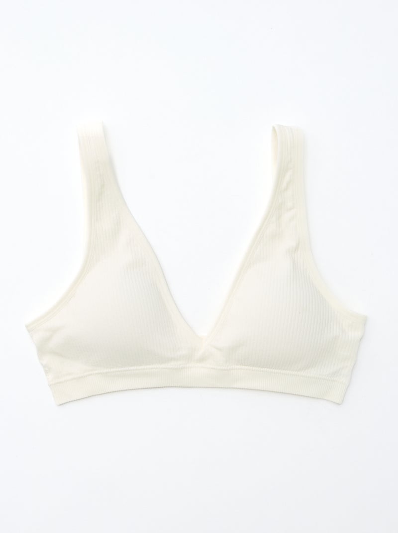 2er-Pack nahtlose gerippte Bralettes Weiß - Kiabi