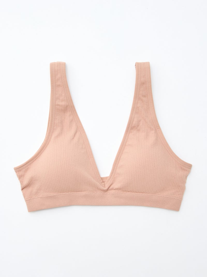 2er-Pack nahtlose gerippte Bralettes Weiß - Kiabi