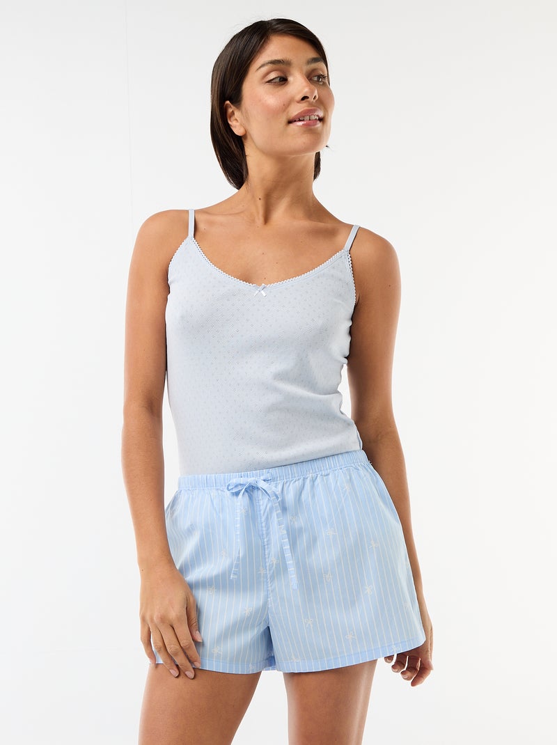 2er-Pack Popeline-Shorts aus Baumwolle mit Kordelzug Blau - Kiabi