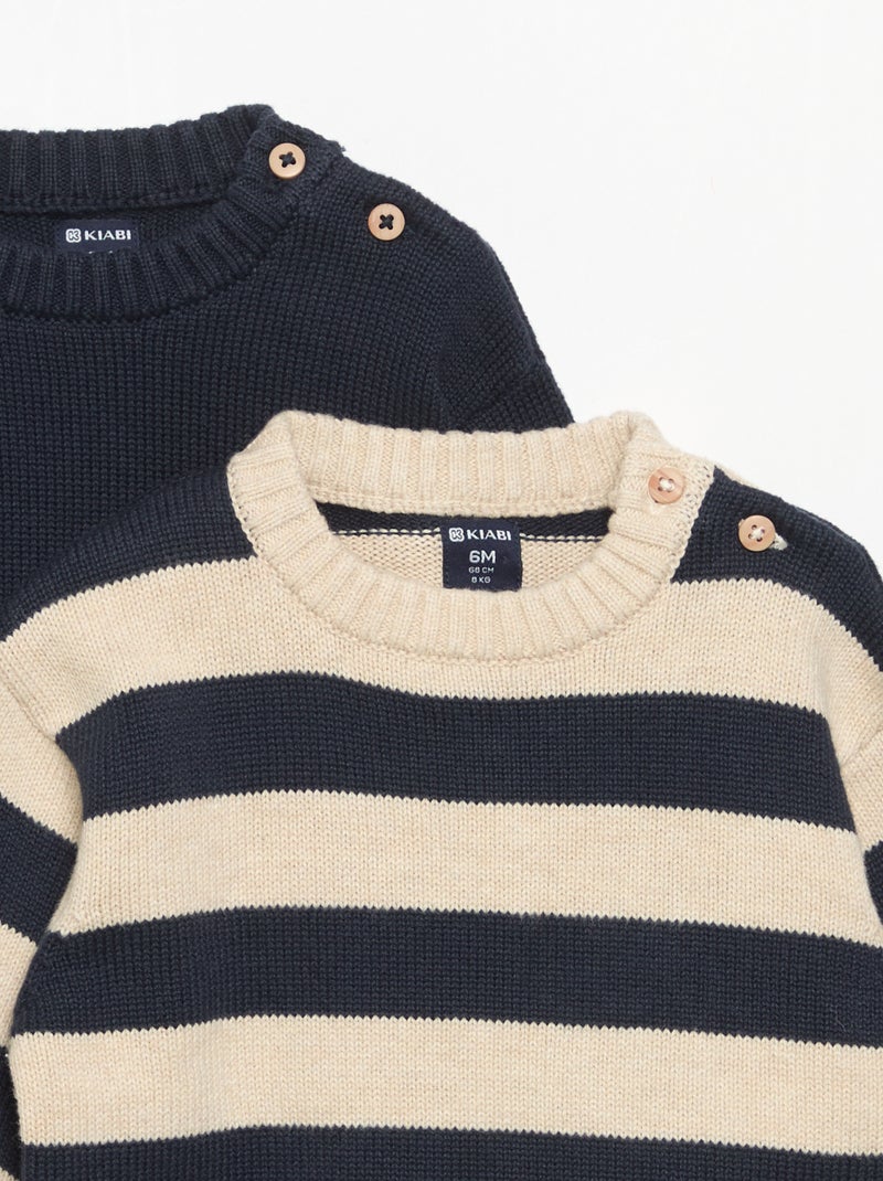 2er-Pack Pullover – 1 gestreift + 1 unifarben Bleu - Kiabi