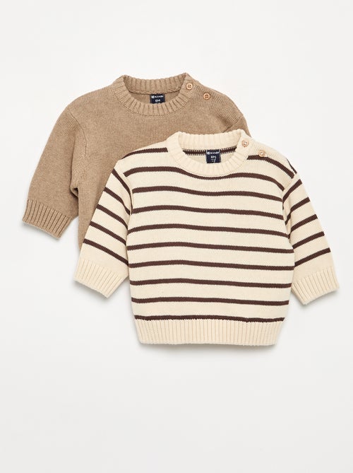 2er-Pack Pullover – 1 gestreift + 1 unifarben - Kiabi