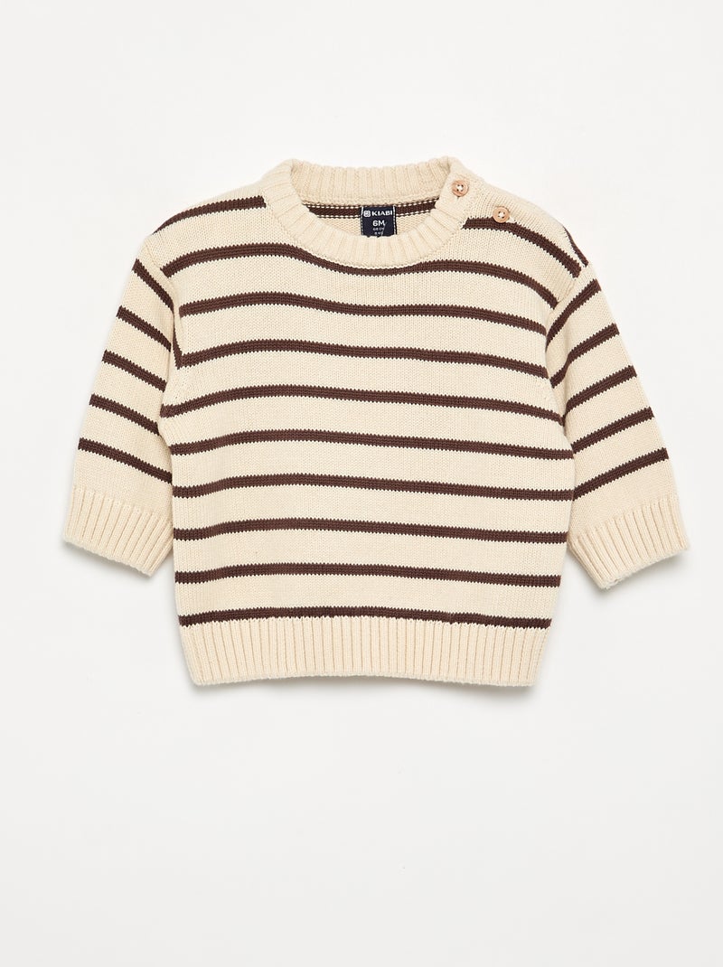 2er-Pack Pullover – 1 gestreift + 1 unifarben Marron - Kiabi