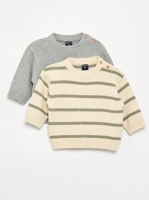 2er-Pack Pullover – 1 gestreift + 1 unifarben - Kiabi