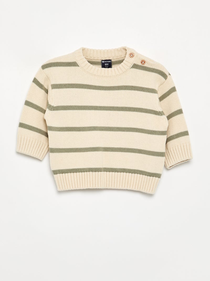 2er-Pack Pullover – 1 gestreift + 1 unifarben Vert - Kiabi