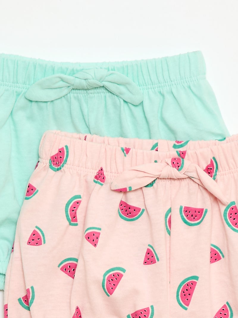 2er-Pack Shorts mit Zierschleifen Rosa - Kiabi