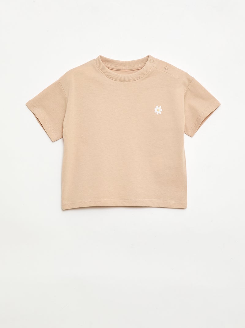 2er-Pack T-Shirts mit Brustdetail Beige - Kiabi