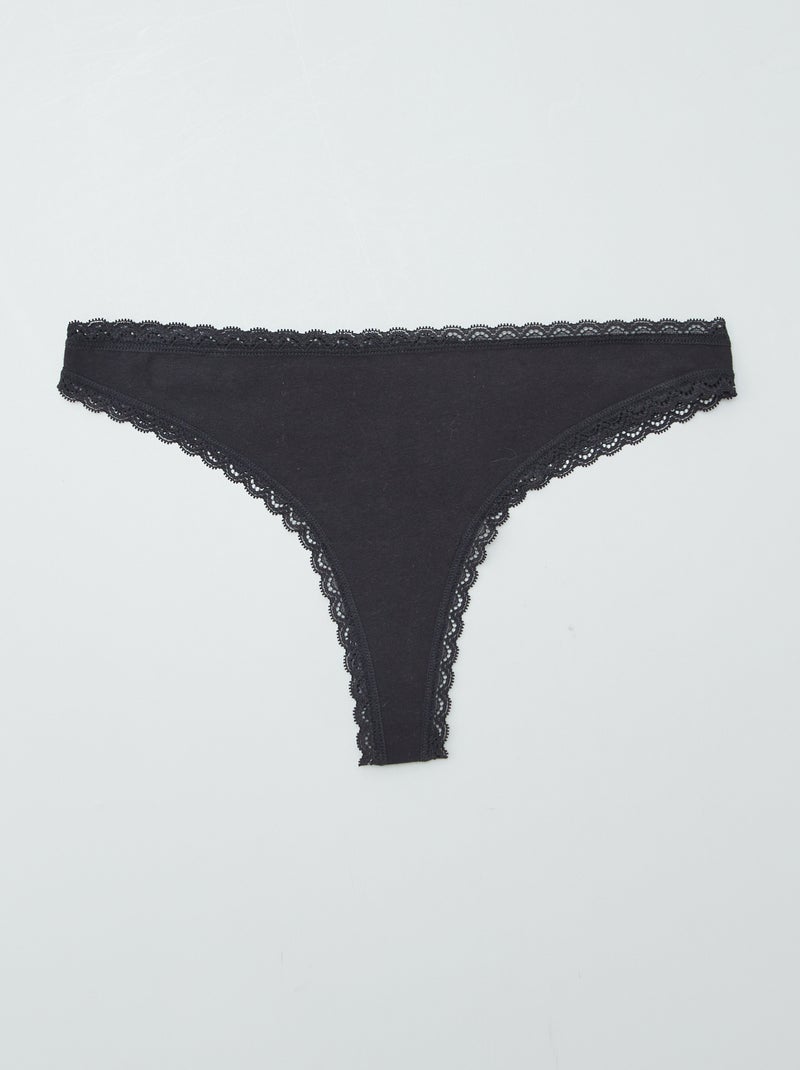 2er-Pack Tangas aus Baumwolle Schwarz - Kiabi