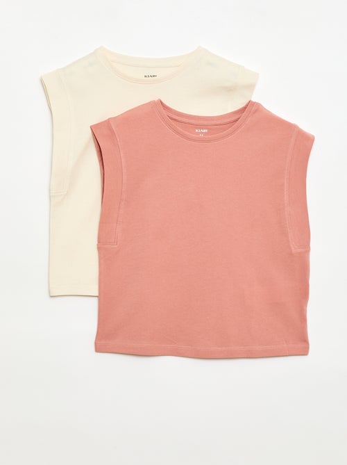 2er-Pack unifarbene Tanktops - Kiabi