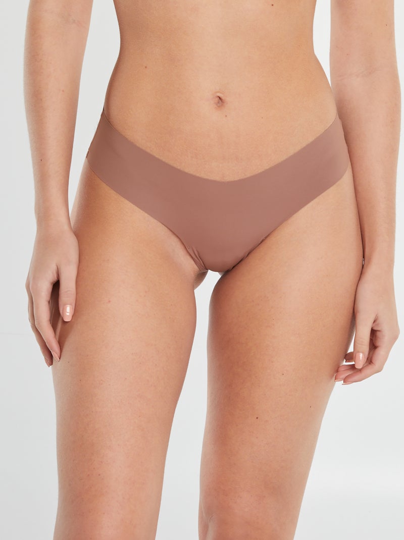 2er-Pack unsichtbare Mikrofaser-Shortys Braun - Kiabi