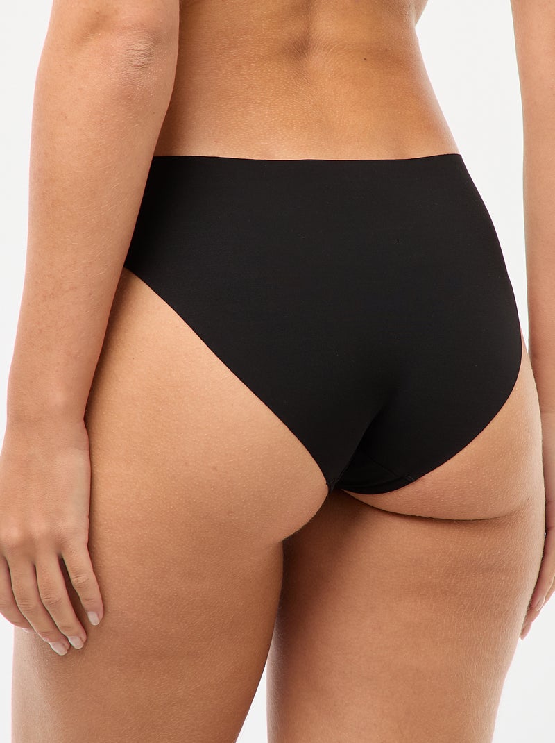 2er-Pack unsichtbare Mikrofaser-Slips Schwarz - Kiabi