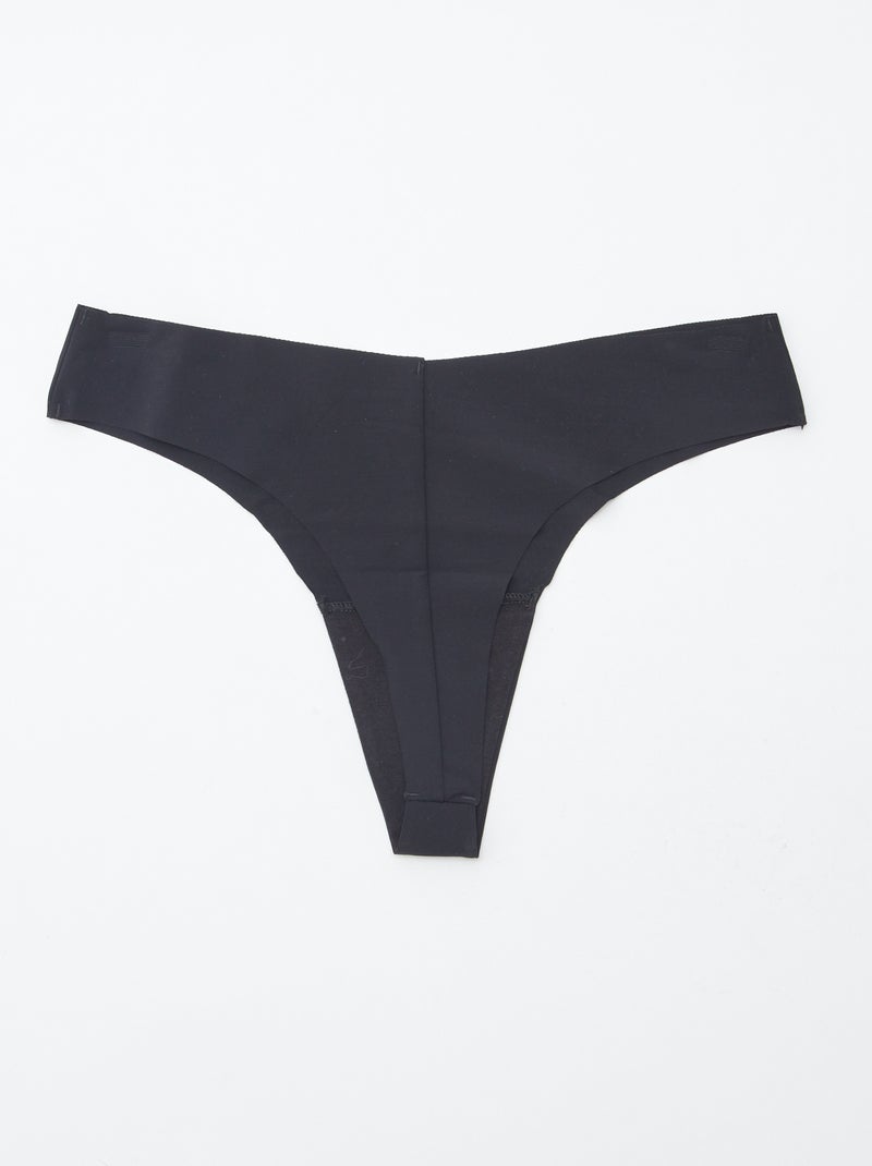 2er-Pack unsichtbare Mikrofaser-Tangas Schwarz - Kiabi