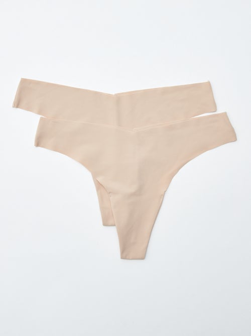 2er-Pack unsichtbare Tangas aus Mikrofaser - Kiabi