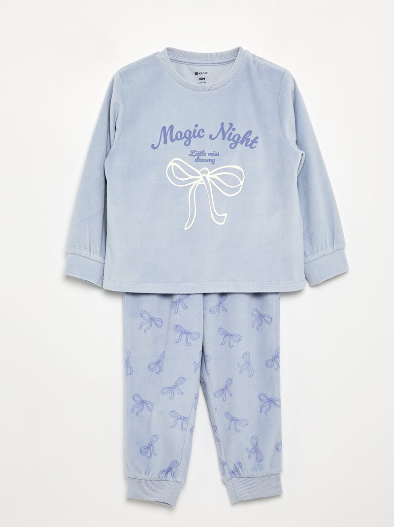 2er-Set bedruckte 2-teilige Fleece-Pyjamas Lila - Kiabi