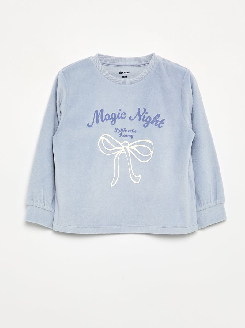 2er-Set bedruckte 2-teilige Fleece-Pyjamas Lila - Kiabi