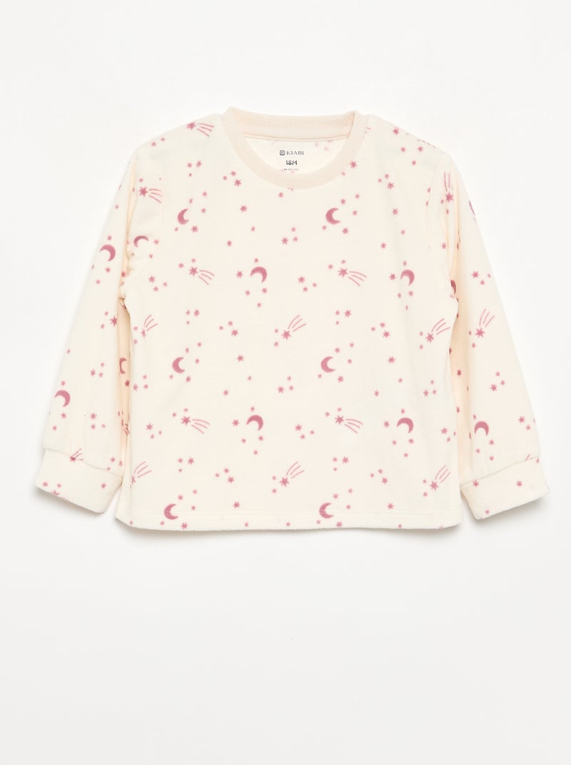 2er-Set bedruckte 2-teilige Fleece-Pyjamas Rosa - Kiabi