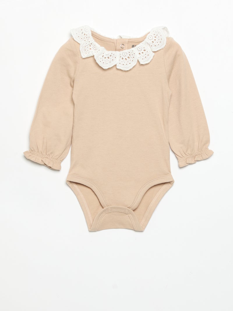 2er-Set Bodys mit Lochstickerei-Kragen Beige - Kiabi